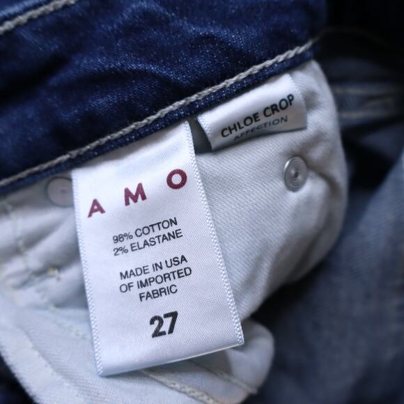 AMO Denim Chloe Crop High Rise Jean Affection Blue Straight Fit Women's 27 - Picture 11 of 12
